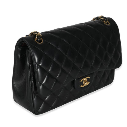 Chanel Black Quilted Lambskin Jumbo Double Flap Bag