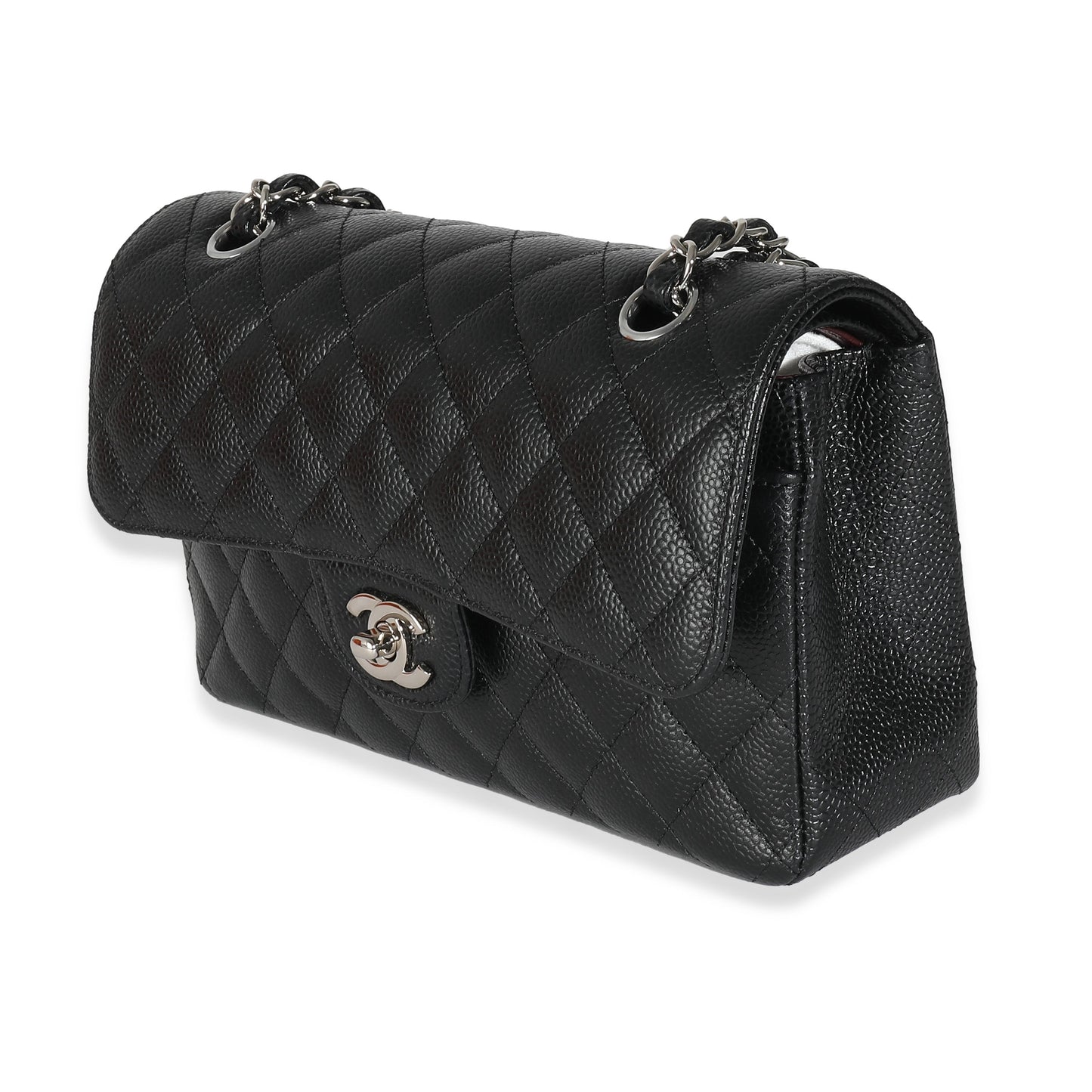 Chanel Flap Small Classic Quilted Caviar Black Shoulder Bag Style