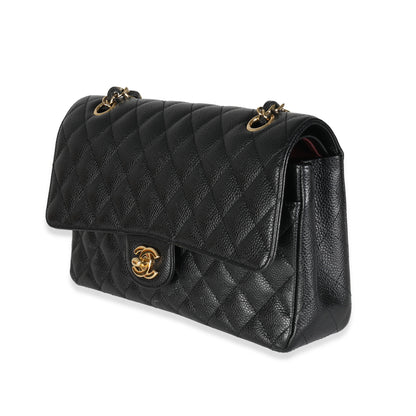 Chanel Flap Medium Classic Quilted Caviar Black Shoulder Bag Style 6