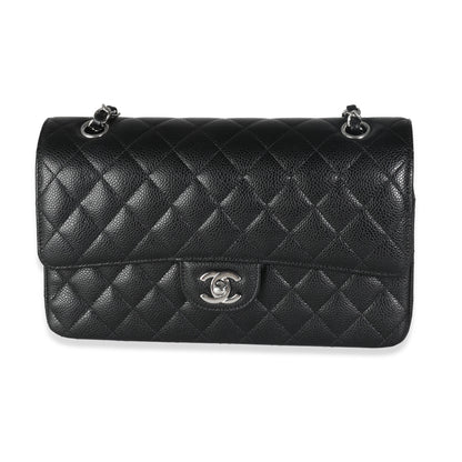 Chanel Black Quilted Caviar Medium Double Classic Flap Bag