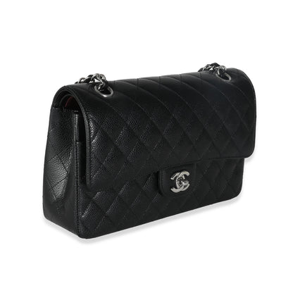 Chanel Black Quilted Caviar Medium Double Classic Flap Bag