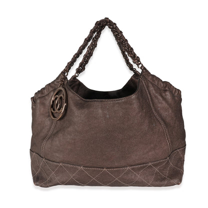 Chanel Brown Distressed Caviar Coco Cabas XL Tote