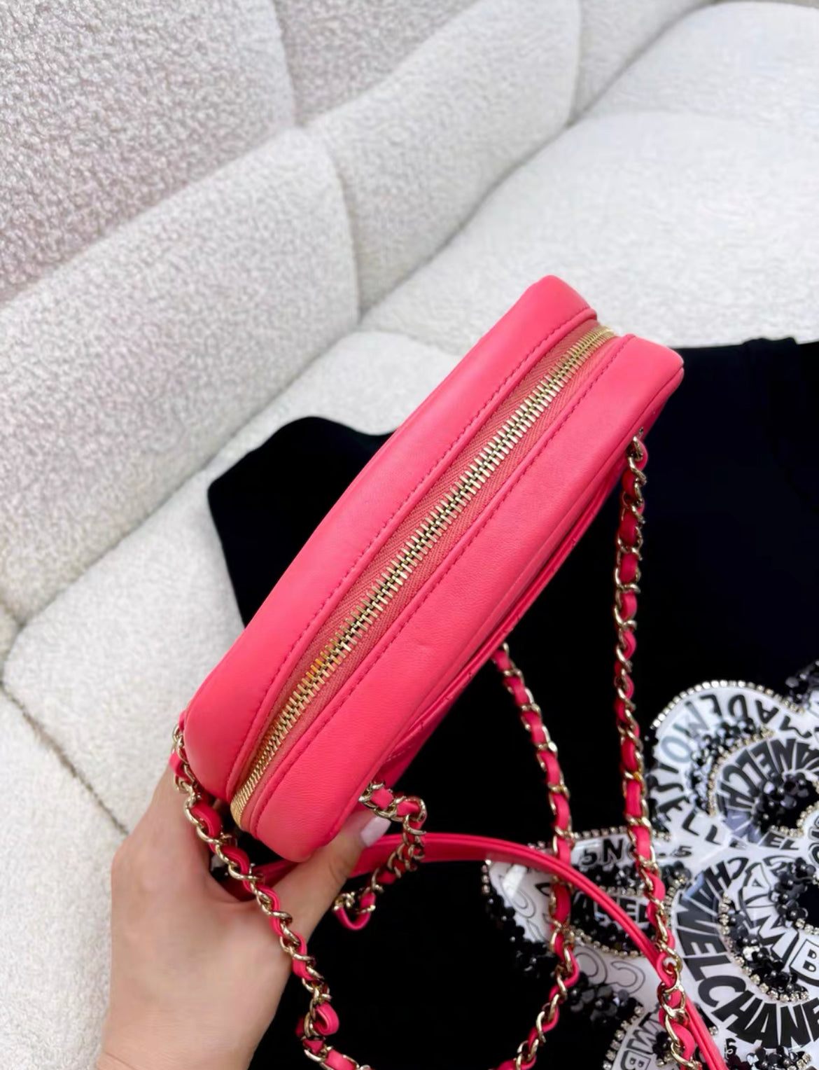 Chanel Pink Mini Flap 21C Crossbody Bag Crystal Rhinestone Double C