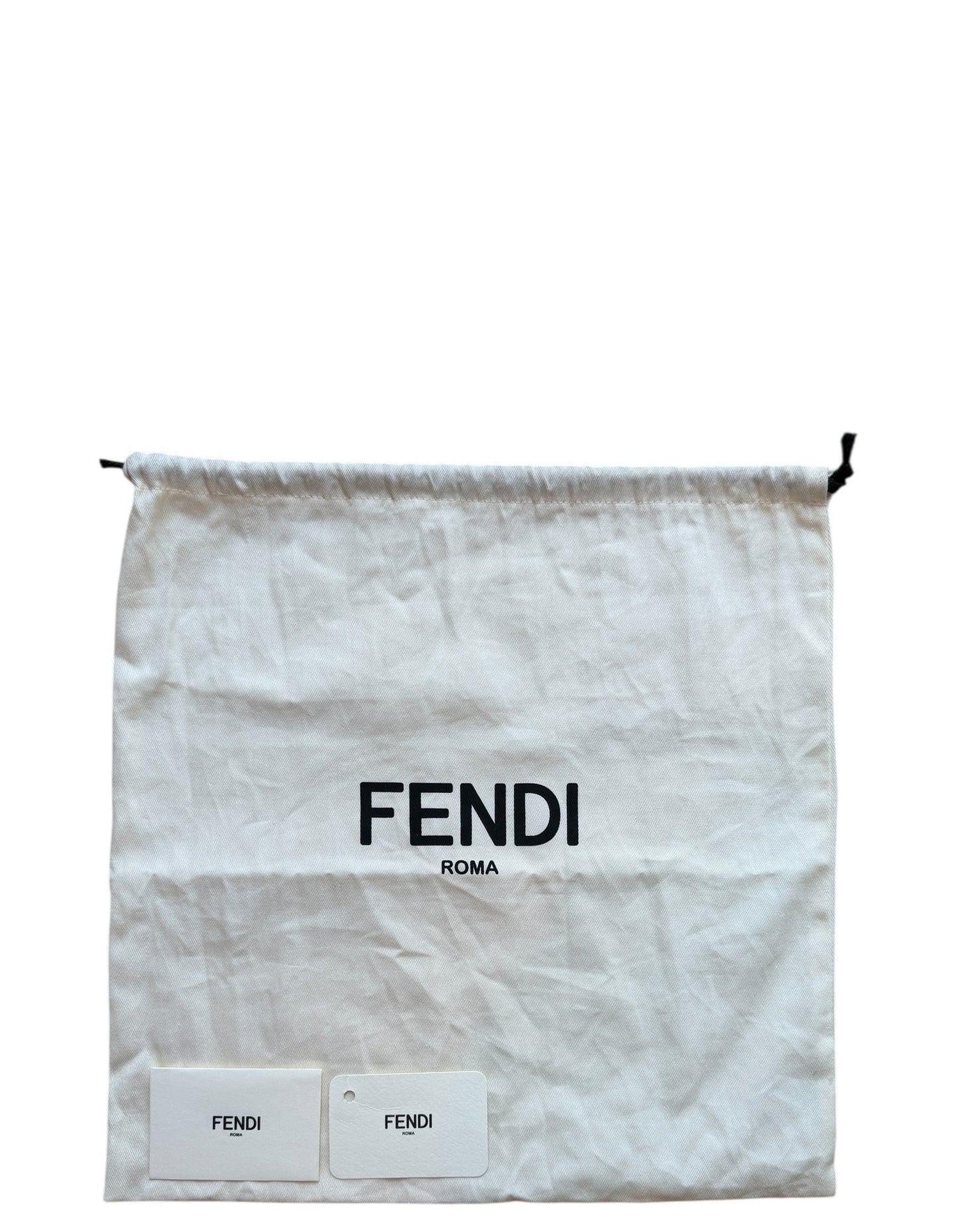Fendi Black Embossed Logo 1974 Medium Baguette NM