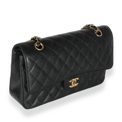 Chanel Flap Medium Classic Quilted Caviar Black Shoulder Bag Style