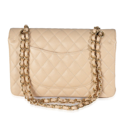 Chanel Flap Medium Classic Quilted Caviar Beige Shoulder Bag Style 2