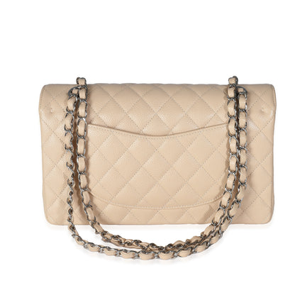 Chanel Flap Medium Classic Quilted Caviar Beige Shoulder Bag Style