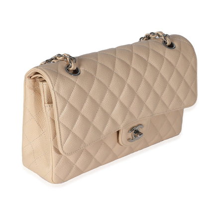Chanel Flap Medium Classic Quilted Caviar Beige Shoulder Bag Style