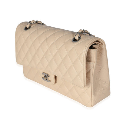 Chanel Flap Medium Classic Quilted Caviar Beige Shoulder Bag Style