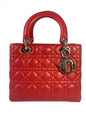 Lady Dior Medium Bag Red Lambskin Cannage Leather