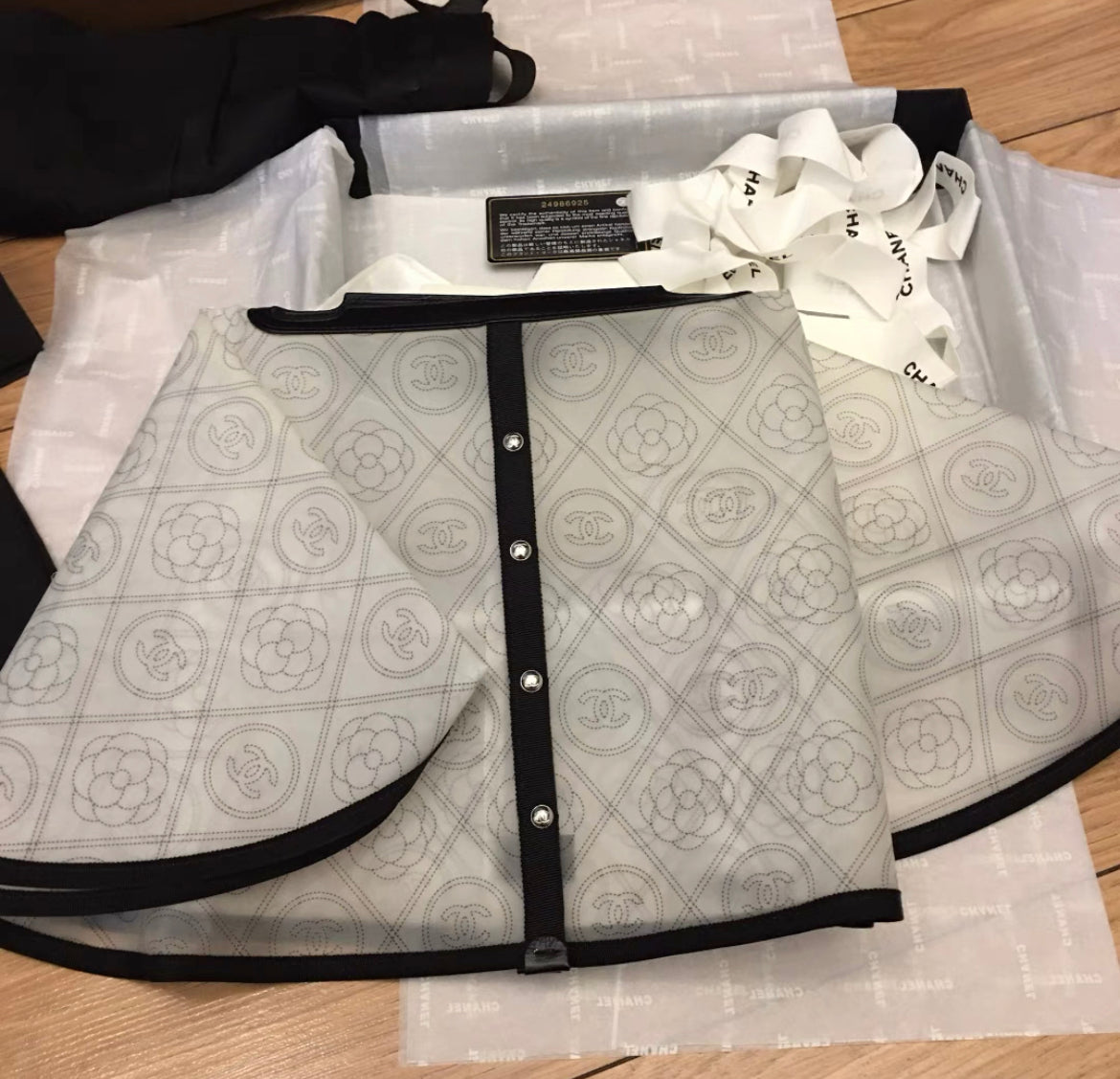 Chanel Camellia Handbag Raincoat Printed Pvc