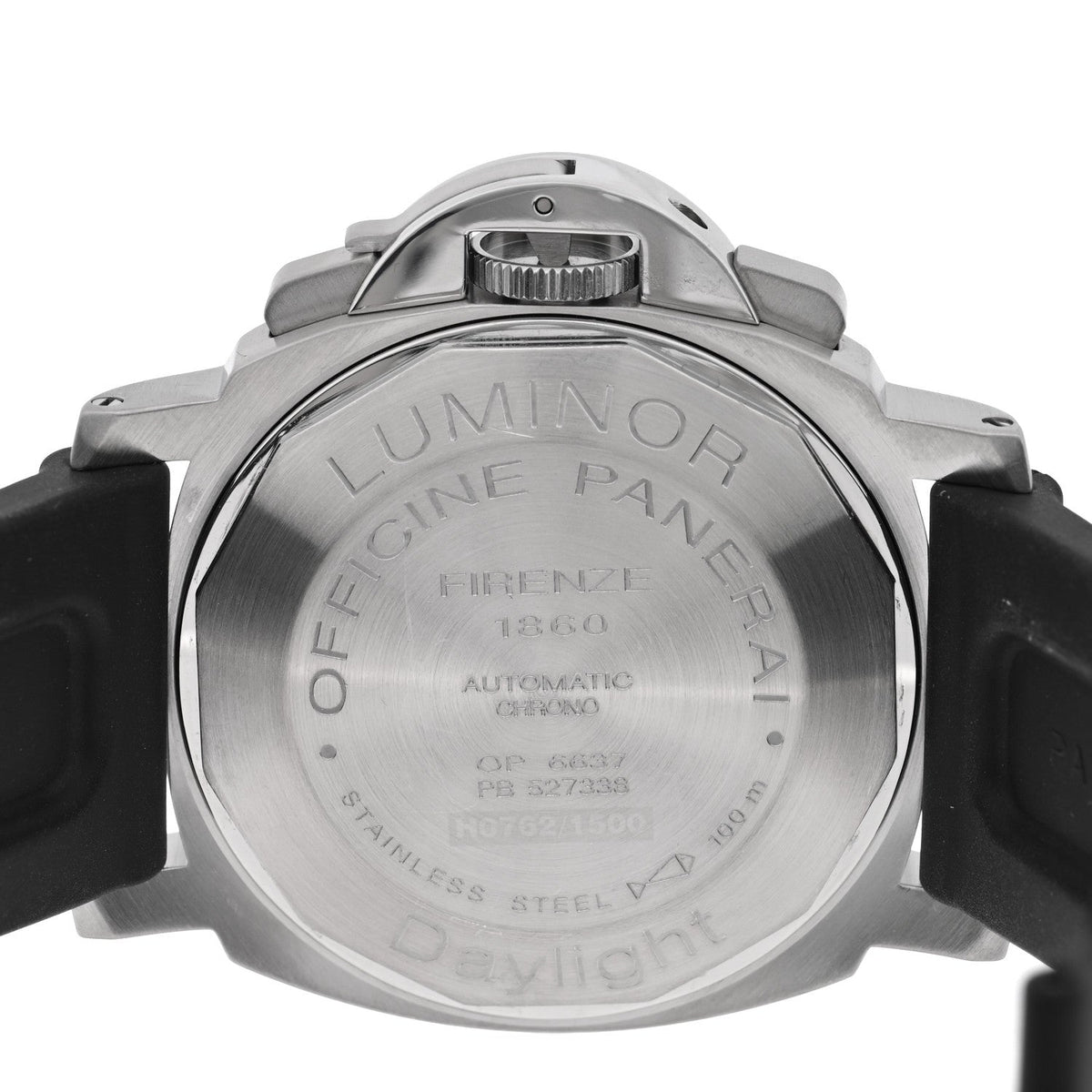 Stainless Steel Rubber 44mm Luminor Daylight Chronograph Automatic Watch Black PAM00250