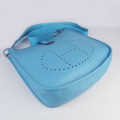 Luxury Hermes Evelyne I Handbag Light Blue Silver