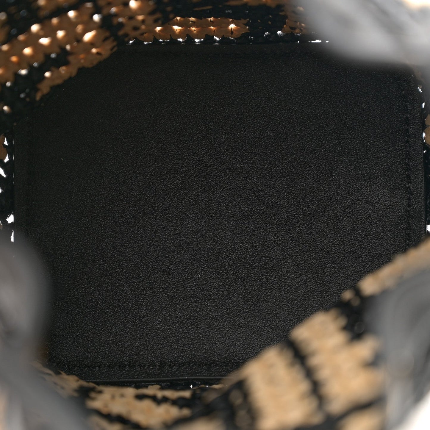 Fendi Raffia Vitello Seta F is FF Woven Mini Mon Tresor Bucket Bag Black Natural
