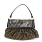 FENDI Zucca Canvas Leather Sequined Shoulder Bag Brown 8BR436