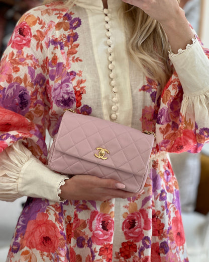 Chanel Flap Mini Baby Lambskin Leather Pink Gold Chain Shoulder Bag