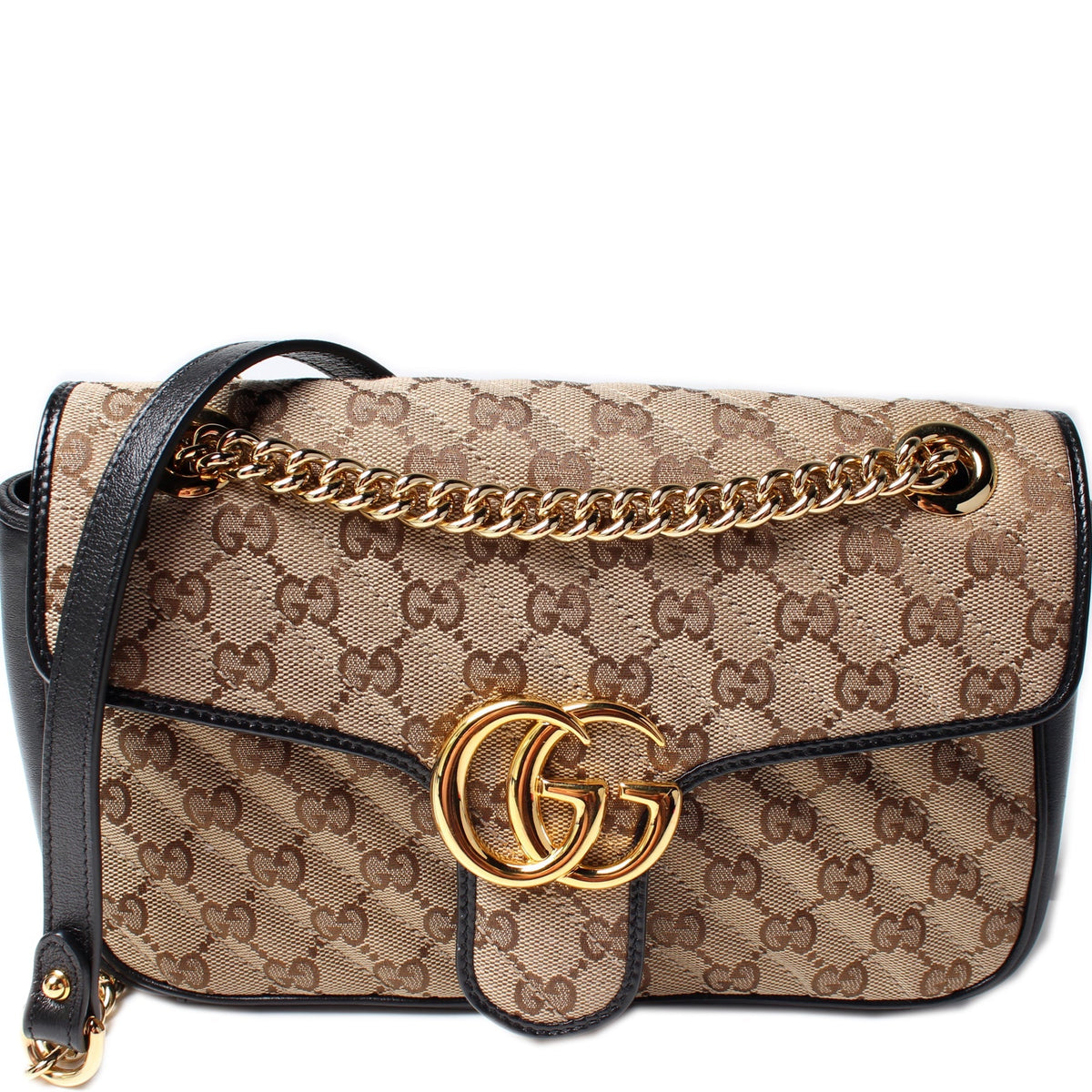 443497 Marmont Shoulder Quilted Canvas Small Flap