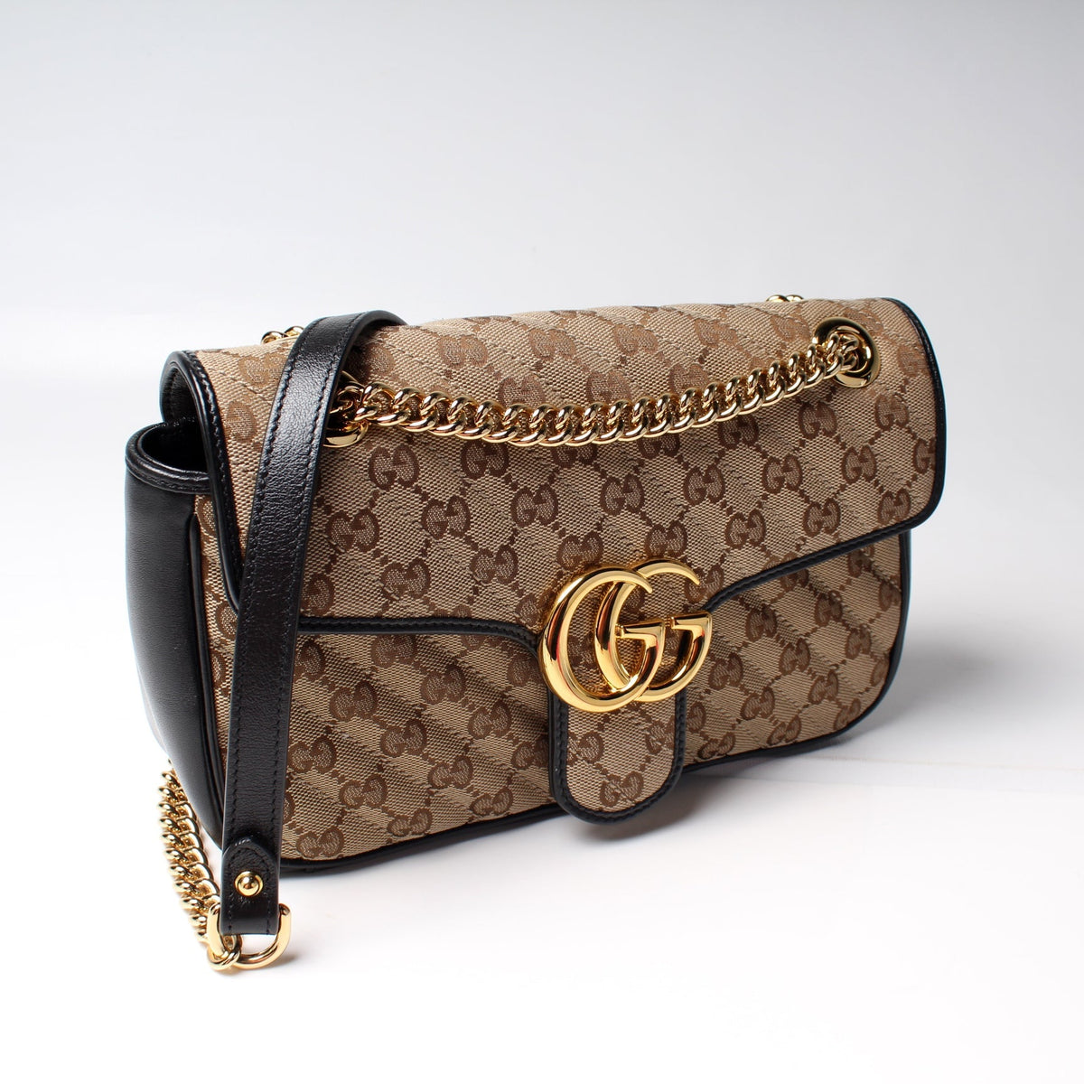 443497 Marmont Shoulder Quilted Canvas Small Flap