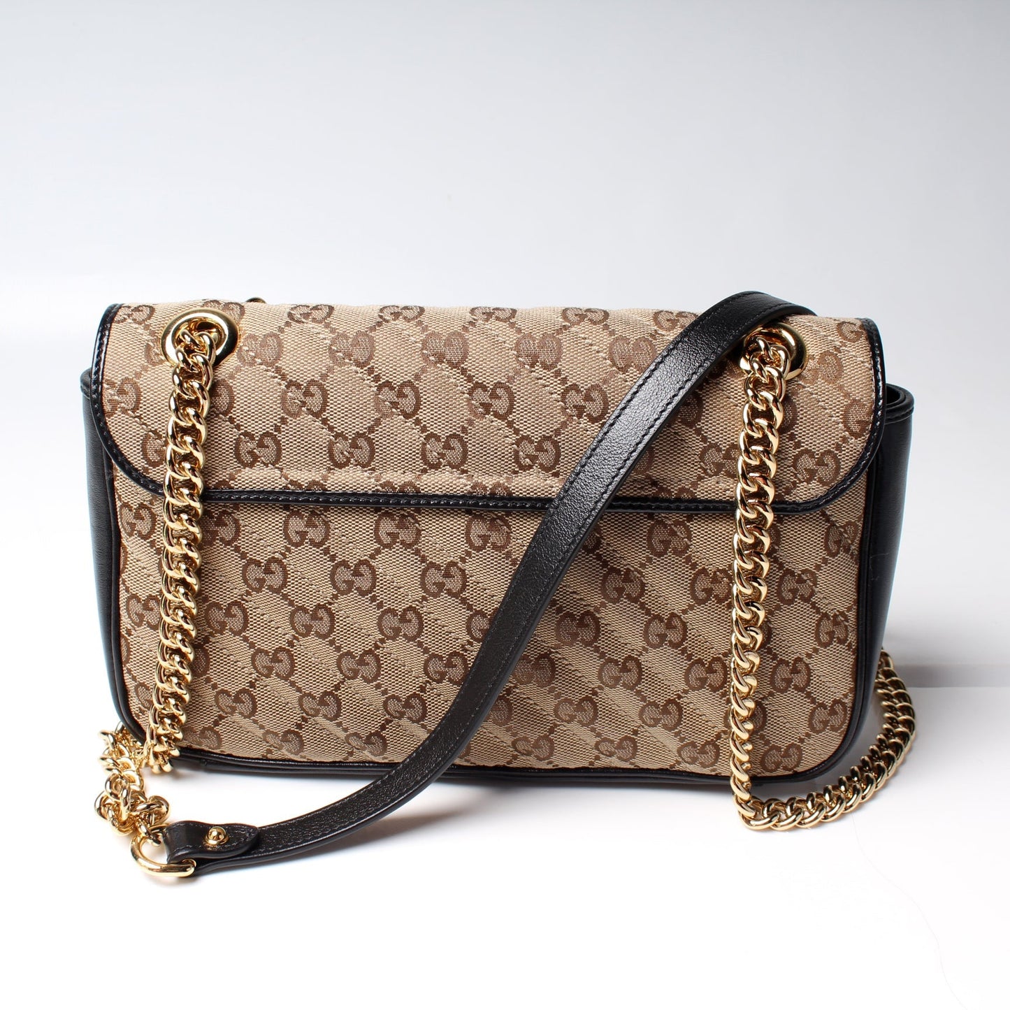 443497 Marmont Shoulder Quilted Canvas Small Flap