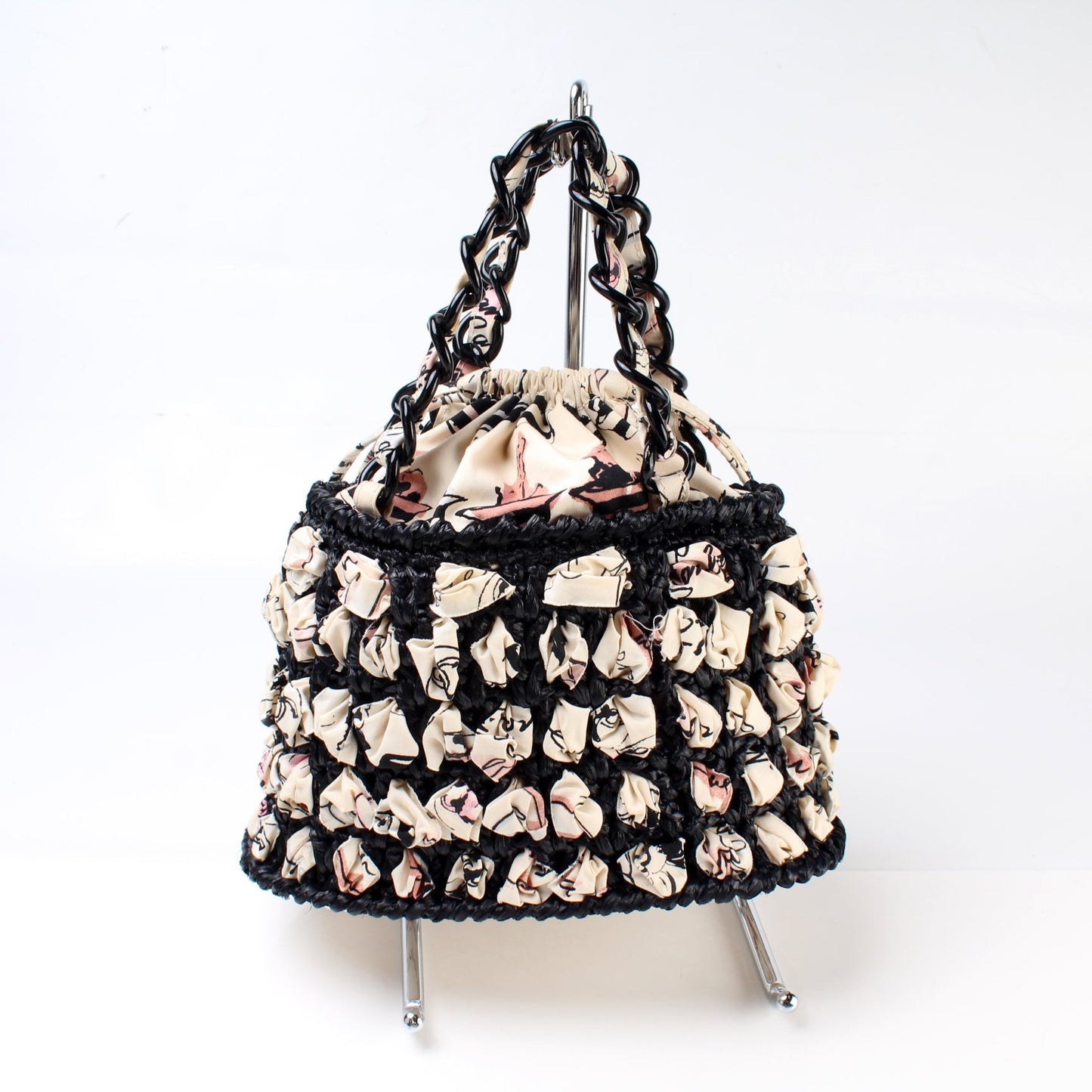 Mademoiselle Printed Raffia Mini Bucket