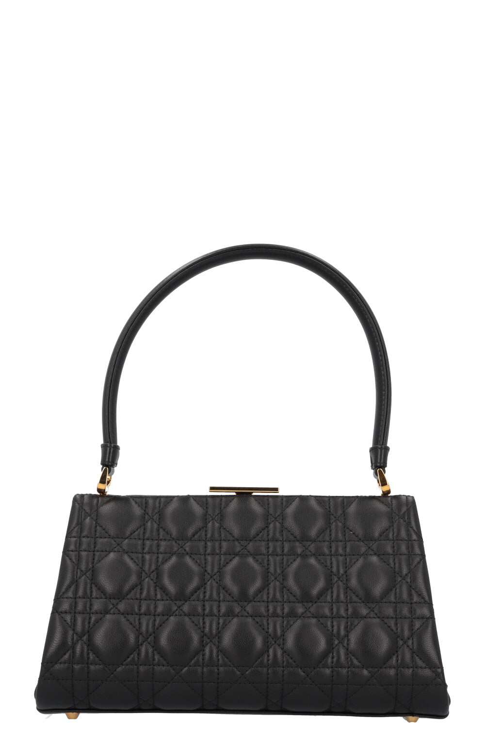 Christian Dior Caro Cannage Frame Bag Black Leather