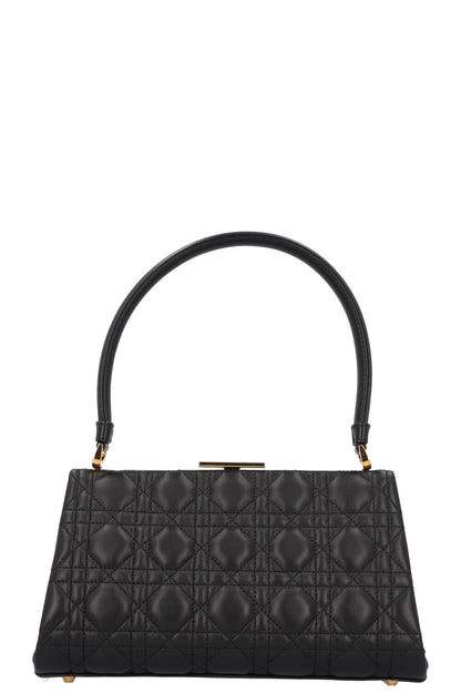 Christian Dior Caro Cannage Frame Bag Black Leather