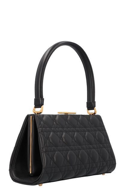 Christian Dior Caro Cannage Frame Bag Black Leather