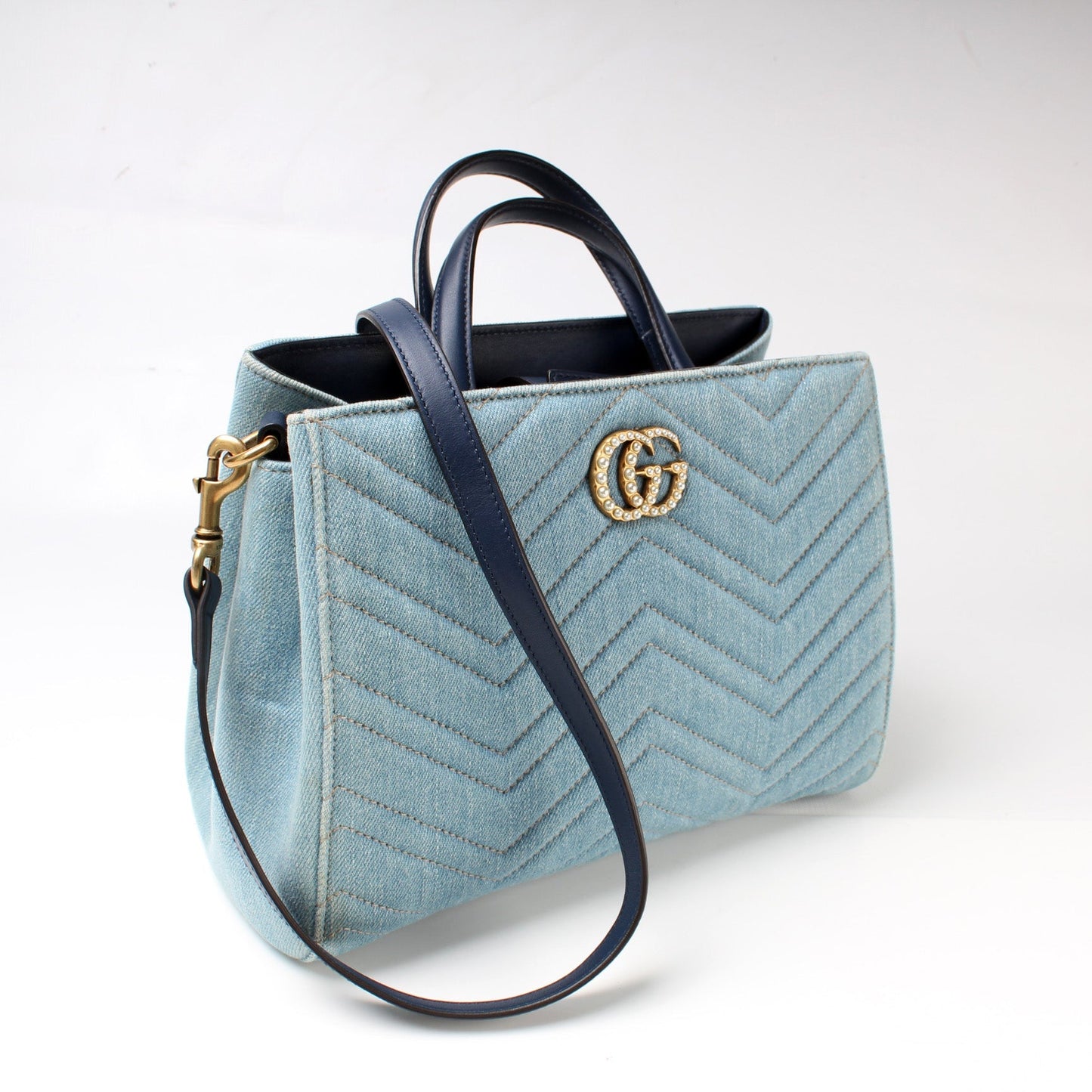 448054 Marmont Top Handle Denim