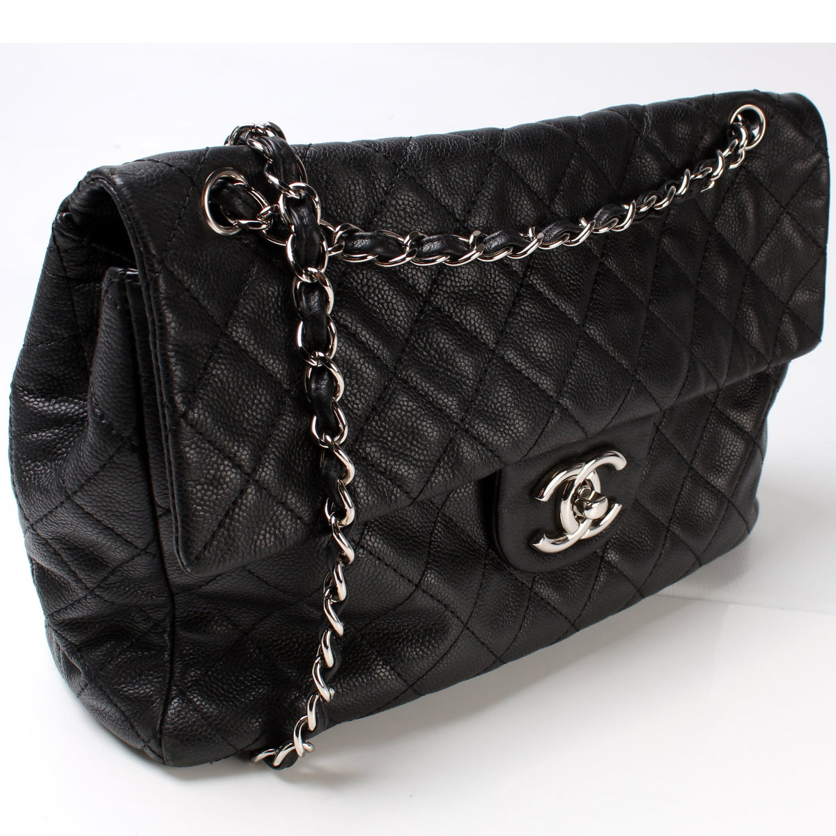 Washed Caviar Jumbo Single Flap 12M