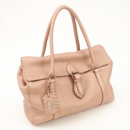 FENDI Selleria Leather Mini Linda Hand Bag Pink Silver Hardware 8BR458