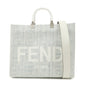 FENDI Leather Sunshine Medium 2Way Tote Bag Hand Bag White 8BH386