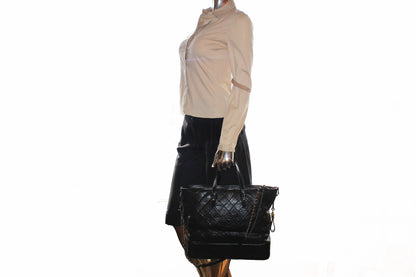 Chanel Black Aged Calfskin Quilted Large Gabrielle Shopping Tote
