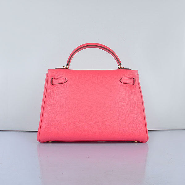 Luxury Hermes Kelly 32Cm Togo Leather Handbag 6108 Lip Pink Golden