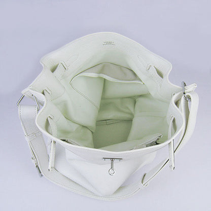 Luxury Hermes Nappa Leather Shoulder Bag White Silver