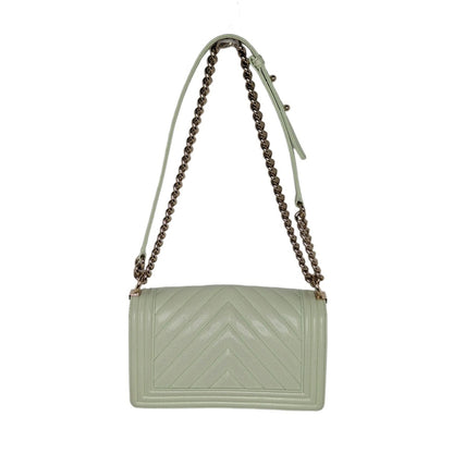 Chanel bag Caviar Chevron Quilted Medium Boy Flap Light Green