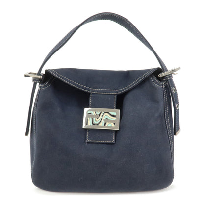 FENDI Logo Canvas Shoulder Bag Hand Bag Navy 26426