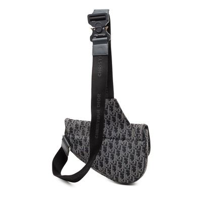 Black Dior Oblique Canvas Saddle Crossbody