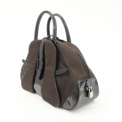 Christian Dior Double Saddle Canvas Patent Leather Hand Bag