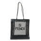 FENDI Mesh Leather Tote Bag Shoulder Bag Black Gold Hardware 259647