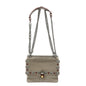 FENDI Mini Kan I Leather Chain Shoulder Bag Metallic Gray 8M0381