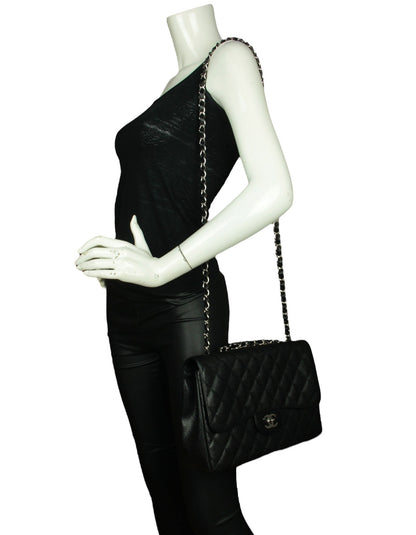 Chanel Black Caviar Leather Single Flap Jumbo