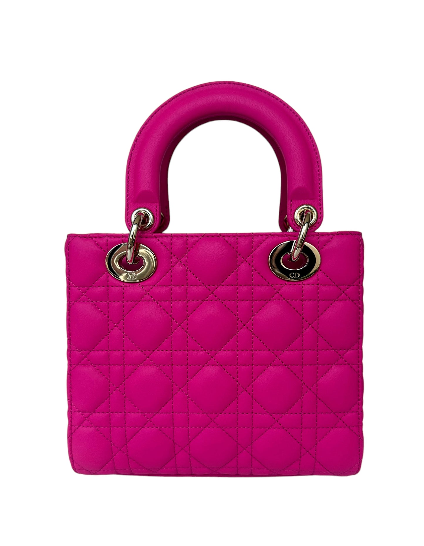 Christian Dior 2023 Rani Pink Leather Cannage Quilted My Abcdior Small Lady Dior Bag