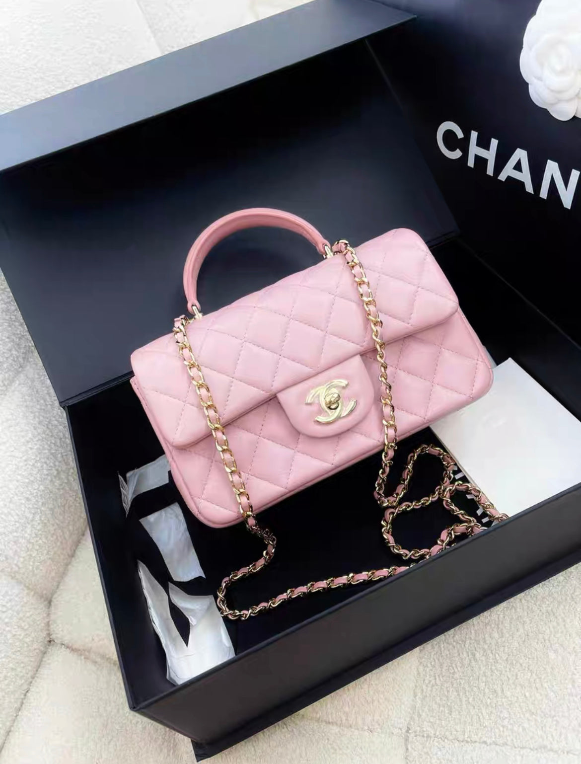 Chanel 24P Top Handle Mini Pink Bag