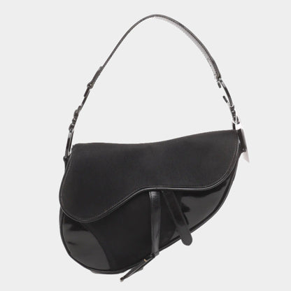 Dior Saddle So Black Fabric and Patent Leather Shoulder Bag