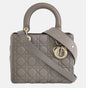 Lady Dior Grey Medium Lambskin Cannage Leather Handbag ABC Strap