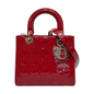 Lady Dior 2020 Medium Red Burgundy Patent Leather Handbag Gold Hardware