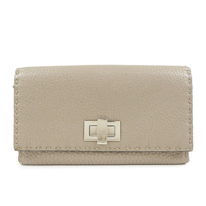 FENDI Seleria Peekaboo Leather Continental Wallet Grey 8M0308