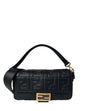 Fendi Black Embossed Logo 1974 Medium Baguette NM