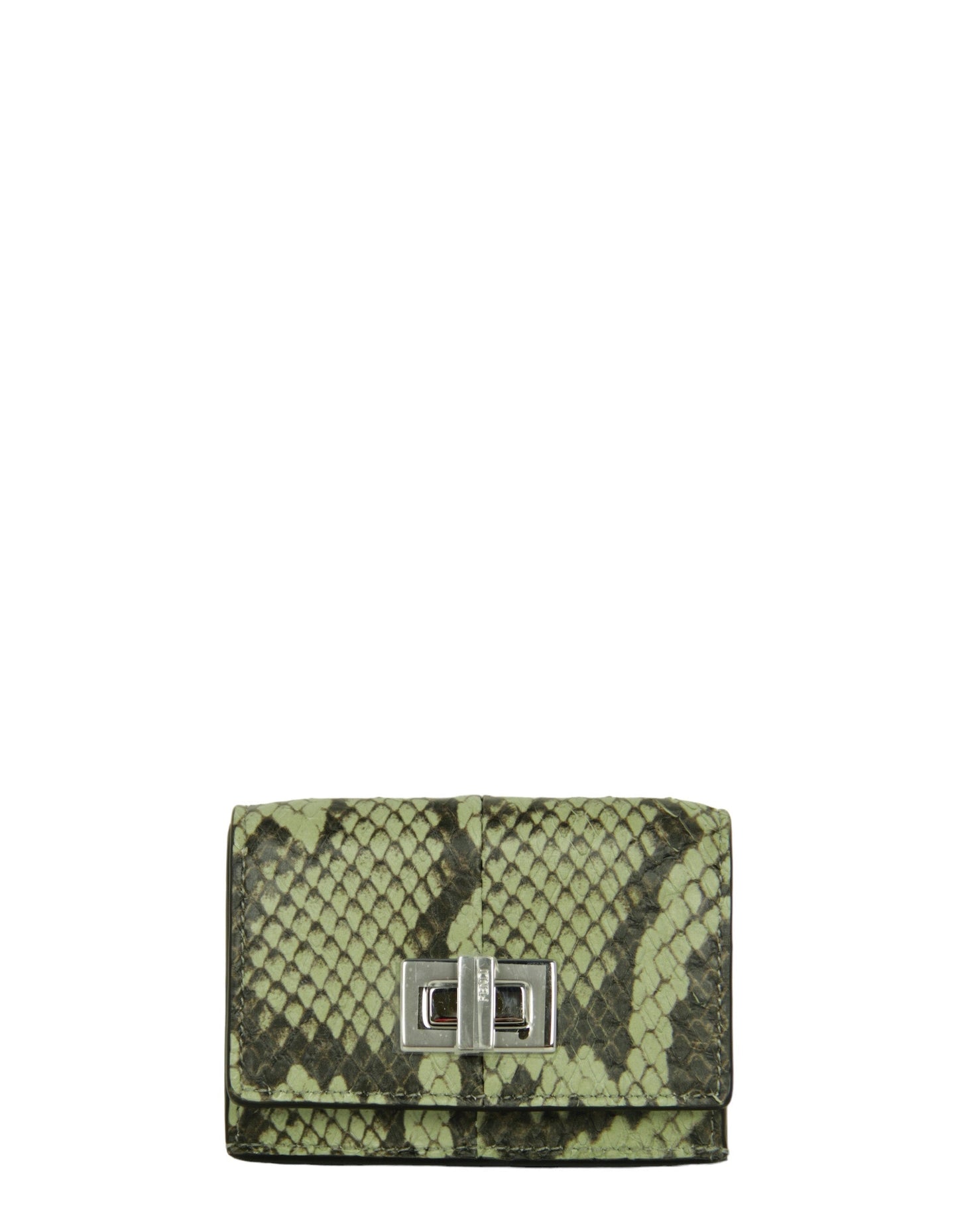 Fendi Green Tea Python Micro Trifold Wallet