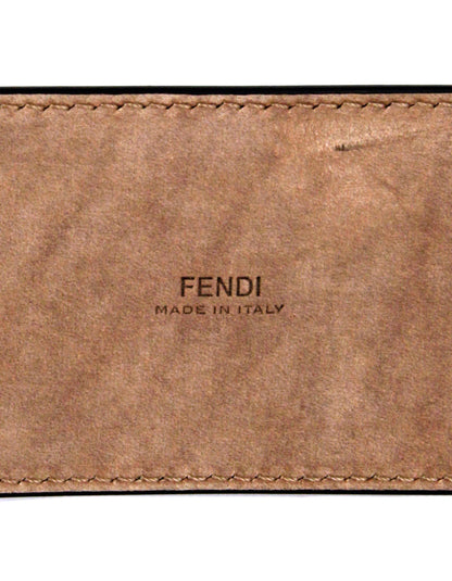 Fendi NWT Brown Leather Wide Logo Belt sz 85/34"